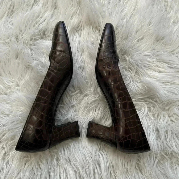 Stuart Weitzman leather Croc pattern shoes vintage Sz 10 work girls boss - Picture 4 of 7